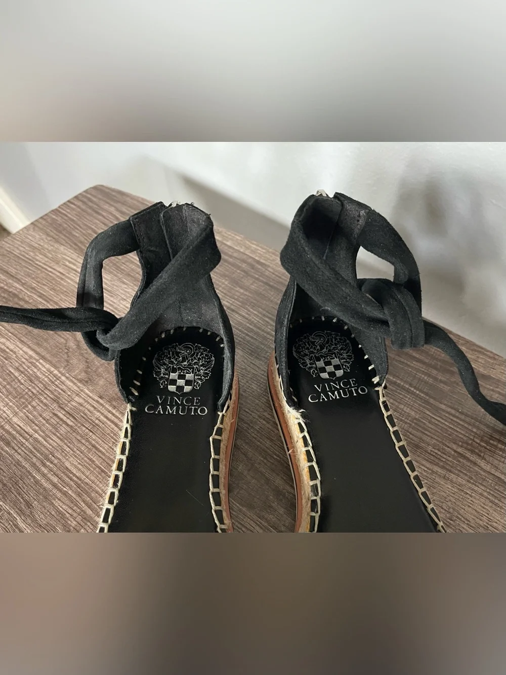 Vince Camuto Black Zebra Espadrille Lace-Up Platform Sandals